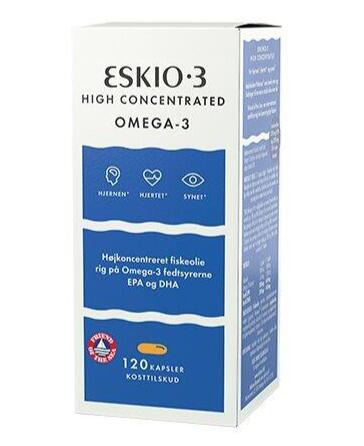 Eskio 3 Omega 3 Fiskeolie - Høj Koncentration 120 kapsler