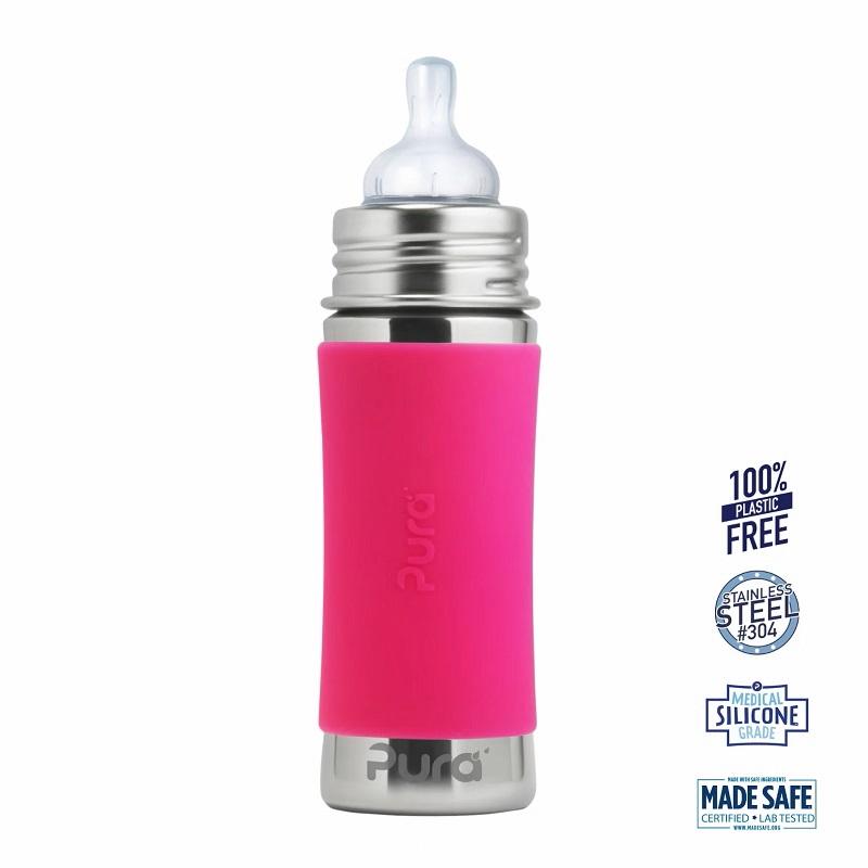 Pura Kiki Baby Sutteflaske - Pink 325ml, Zero Waste Valg