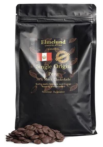 Elmelund Økologiske Mørke Chokolade Knapper 70% - 1 Kg