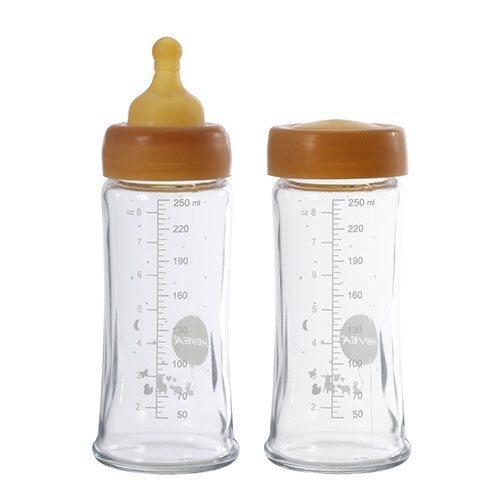 Hevea Baby Glas Sutteflaske Wide Neck 2 Pak - Plastikfri