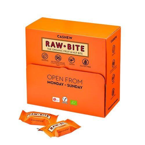 Rawbite Officebox Cashew 45x15g - Økologiske nøddebarer