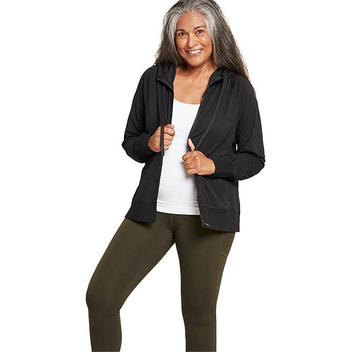 Boody Women? S Weekend Zip Up Hoodie Black Str  Xs