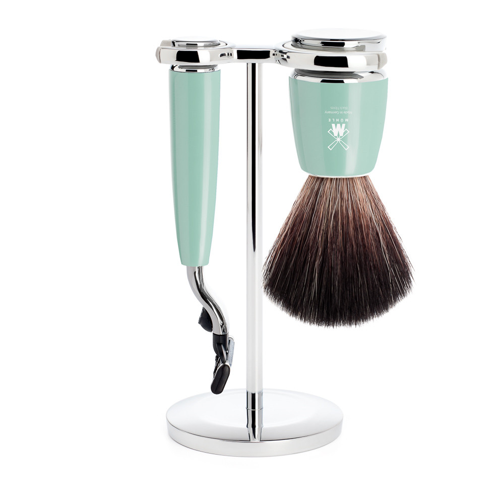 M? Hle Barbersæt Med Mach3 Skraber  Fibre Barberkost Og Holder  Rytmo  Mintgrøn