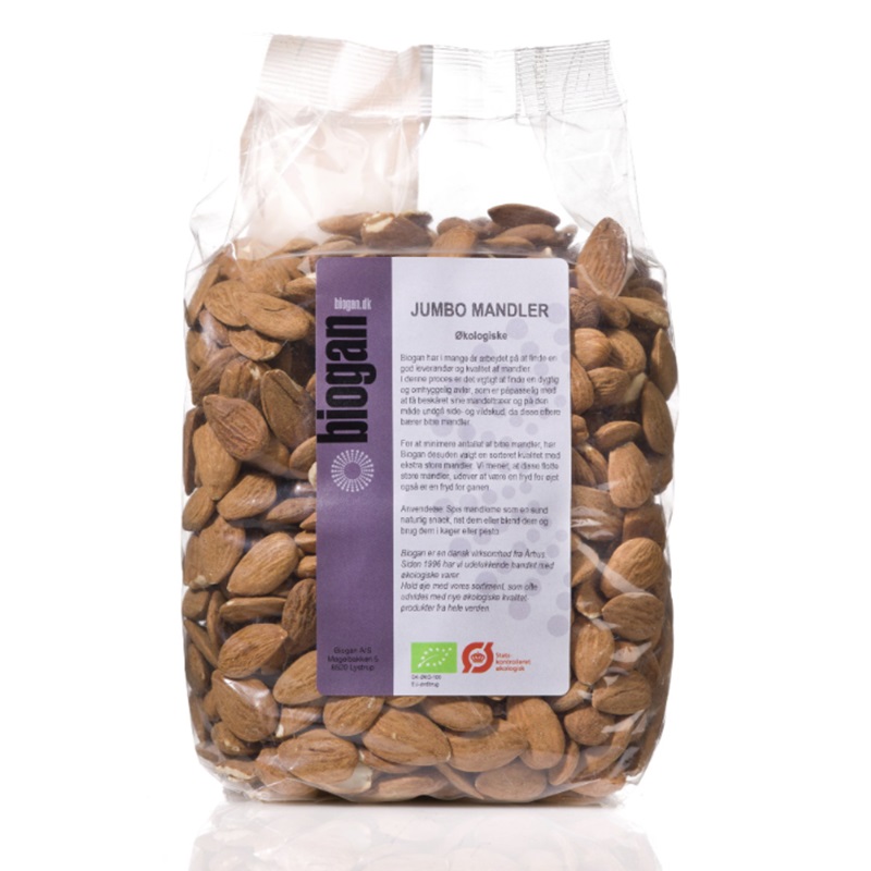 Biogan Økologiske Mandler 1kg - Kvalitet til Skønhed!