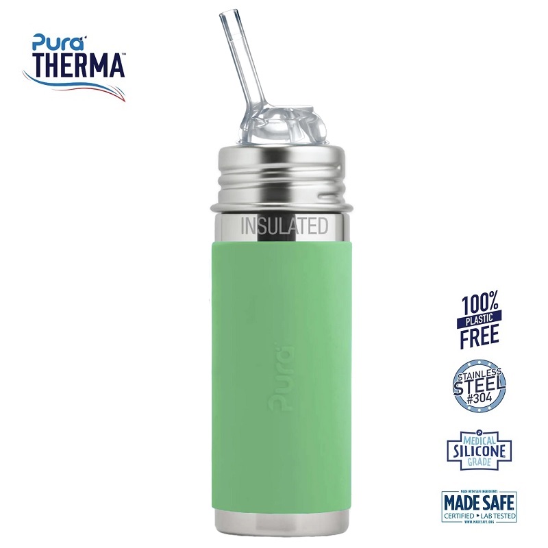 Pura    Therma Kiki Straw Baby Sutteflaske 6  Mdr  Moss 260ml   Fast Flow