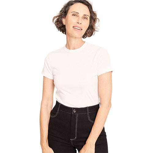 Veganskboody Women 39 S Ribbed Crew Neck T Shirt Hvid Str  Xl