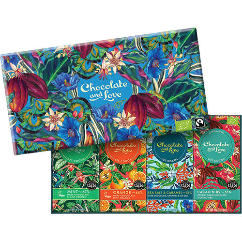 Veganskchocolate And Love Blue Oasis Gaveæske    økologisk