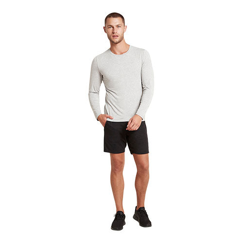 Boody Men? S  Long Sleeve Crew T Shirt Light Marl Str  S