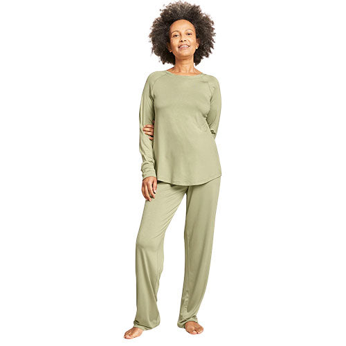 Veganskboody Goodnight Raglan Sleep Top Sage Str  L