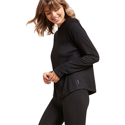 Boody Women? S Long Sleeve Hooded T Shirt Black Str  Xs