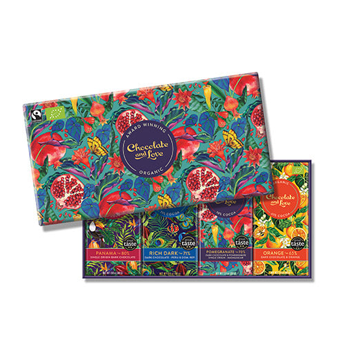 Veganskchocolate And Love Gaveæske Chokolade Pomegranate ø  4x80g