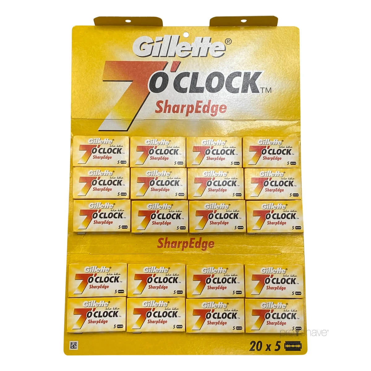 Gillette 7 O Apos Clock Sharpedge De Barberblade  Gul  1 Stang  20x5 Stk   100 Stk