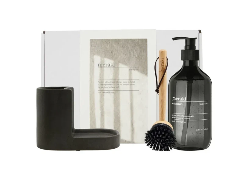 Meraki Gaveæske  Dark Grey Holder   Nature Brush   Shadow Lake Dish Wash  490ml