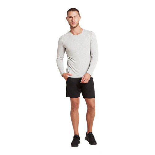 Men S  Long Sleeve Crew T Shirt Light Marl Str  Xl