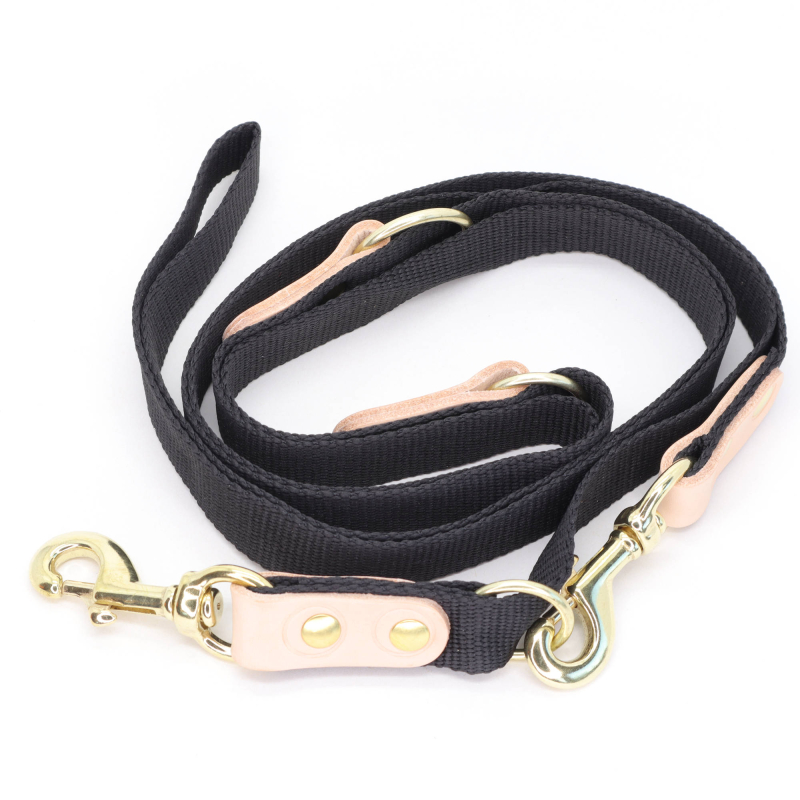 Sort Hundesnor Med Karabinhage   Dressurline 25 Mm X 250 Cm I Webbing