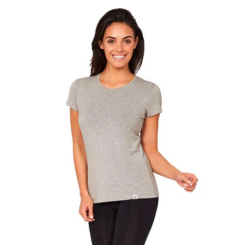 T Shirt Dame Lys Grå Str  L Rund Hals