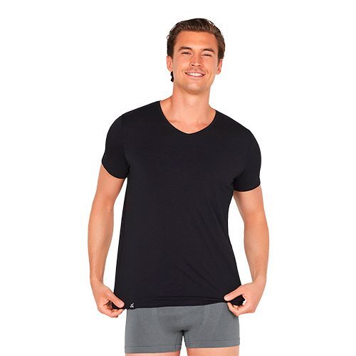 T Shirt Herre V Hals Sort Str  Xl