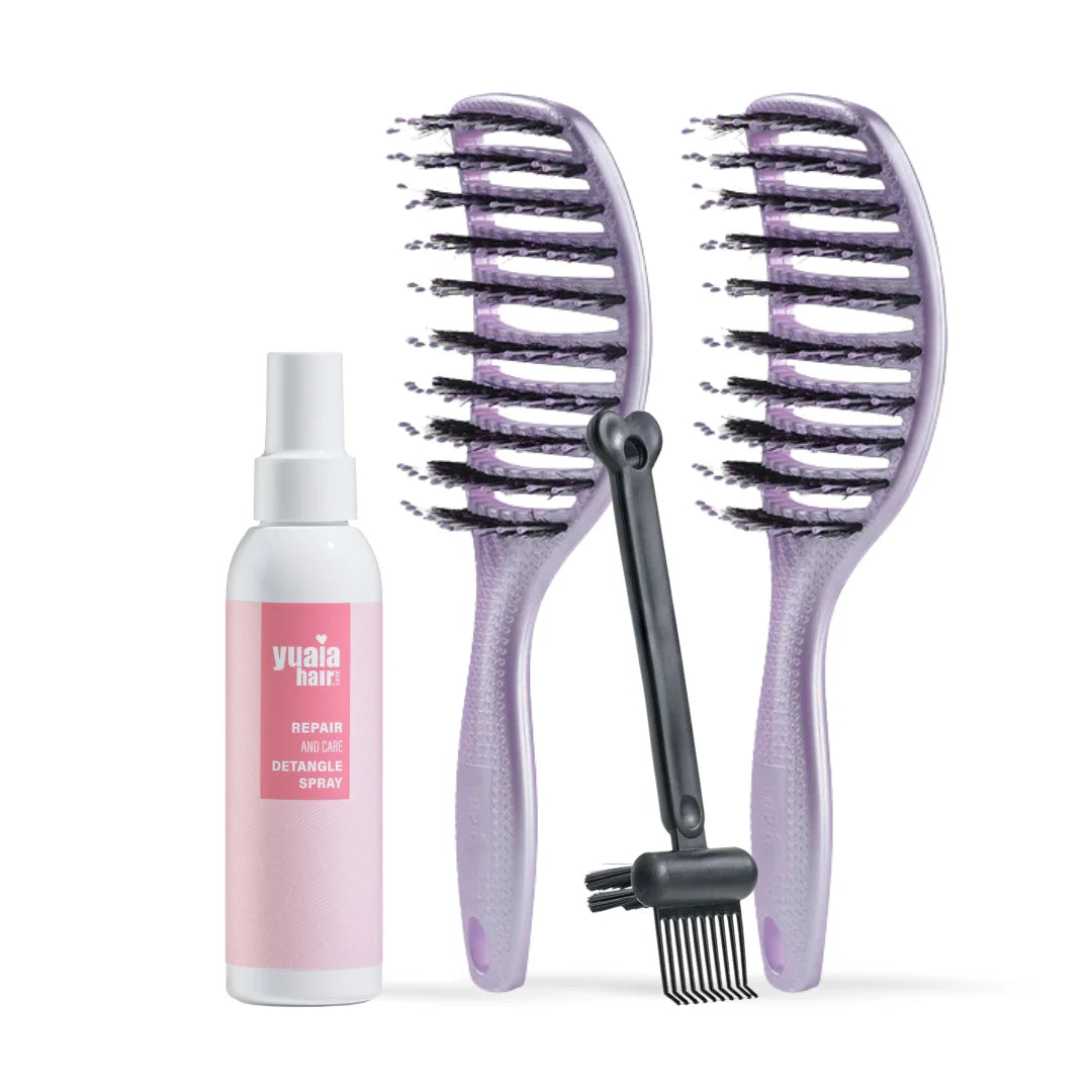 Ultimative Detangler Sæt 2 Stk Lavender Gratis Hårserum Og Cleaning Brush