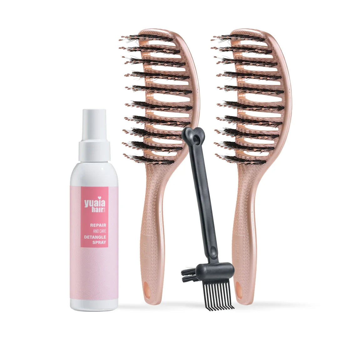 Ultimative Detangler Sæt 2 Stk Shiny Rose Gratis Hårserum Og Cleaning Brush