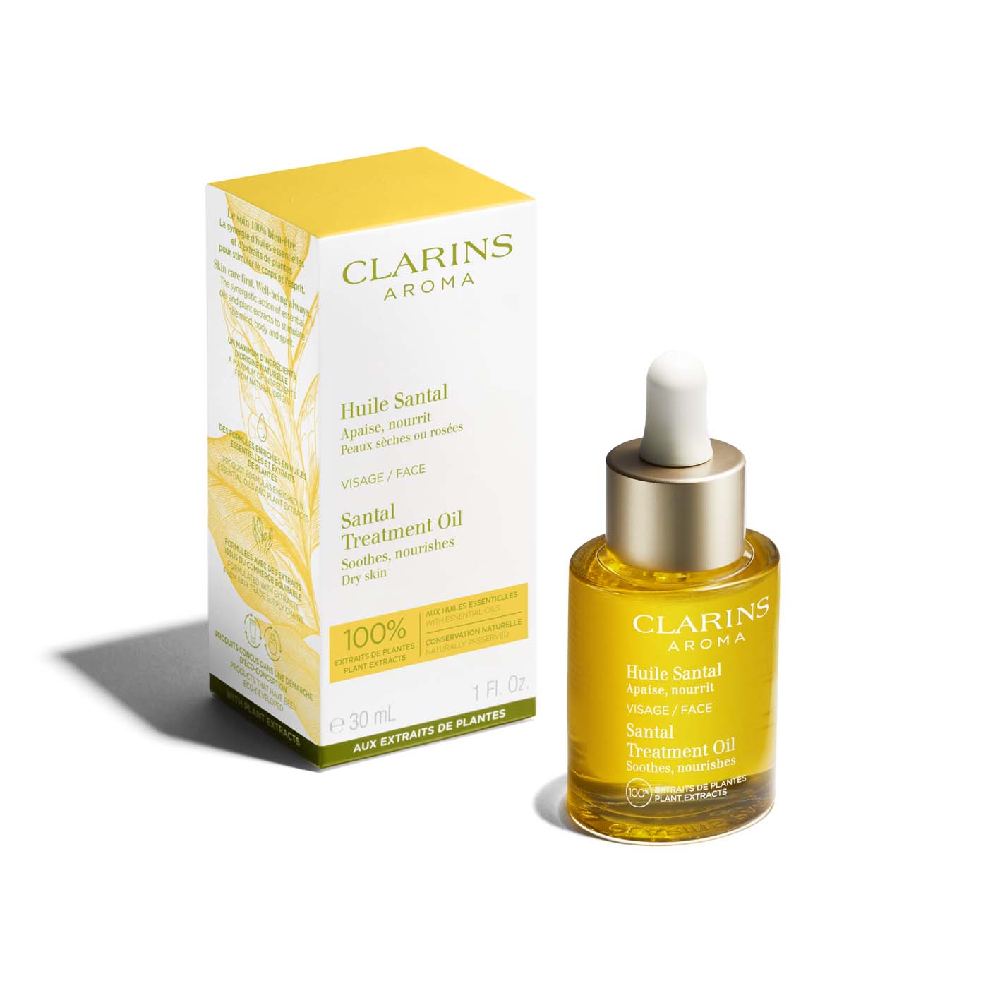 Clarins Aroma Face Treatments Oils Santal For Dry Skin And Redness 30 Ml