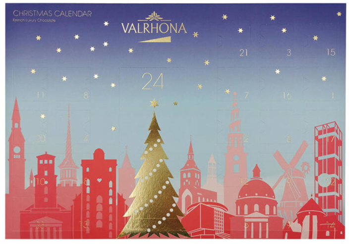 Valrhona Julekalender Med Chokolade  Danske Tårne  180g